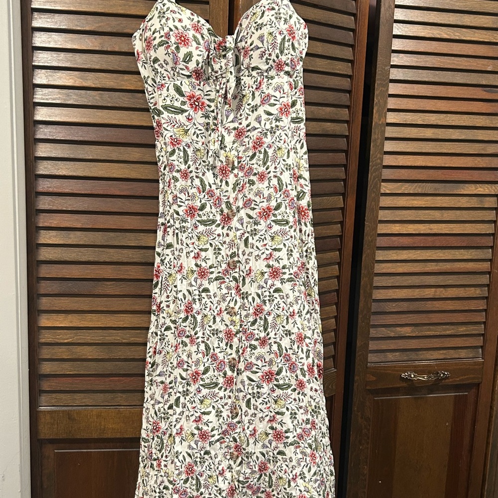 AUW Maxi Dress with Red and Green Floral Pattern